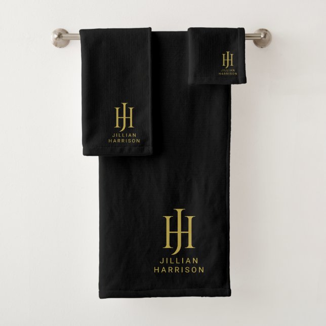 Elegant Monogrammed Blush Pink Bath Towel Set (Insitu)