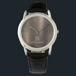 Elegant Monogrammed Bronze Brown Brushed Metallic Watch<br><div class="desc">Personalised Elegant Monogrammed Bronze Brown Brushed Metallic Watch.</div>