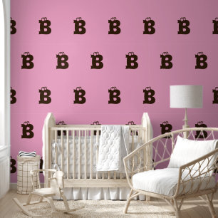 Elegant Monogrammed Brown Simple Staggered Pink Wallpaper