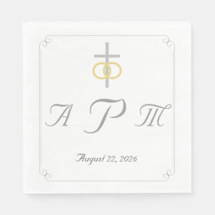 Elegant Monogrammed Catholic Wedding Napkin