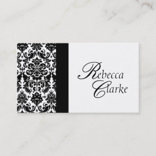 Elegant Monogrammed Damask Business Card