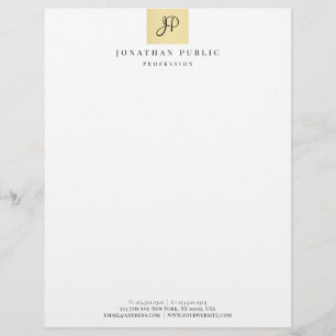 Elegant Monogrammed Faux Gold Template Trendy Custom Letterhead