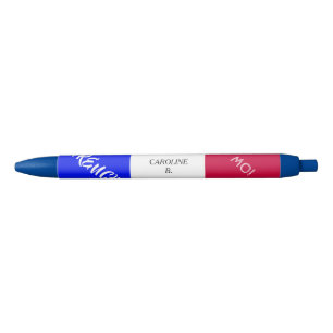 Elegant Monogrammed French Flag      Black Ink Pen