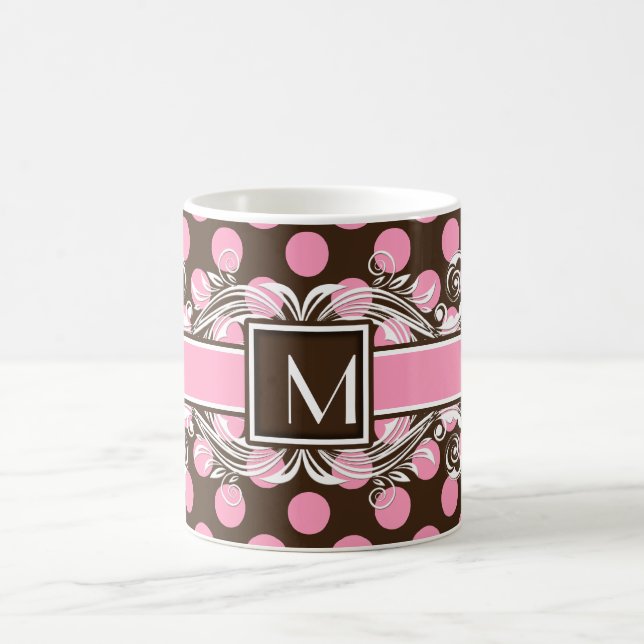 Elegant Monogrammed Geometric Dot Pattern Coffee Mug (Center)