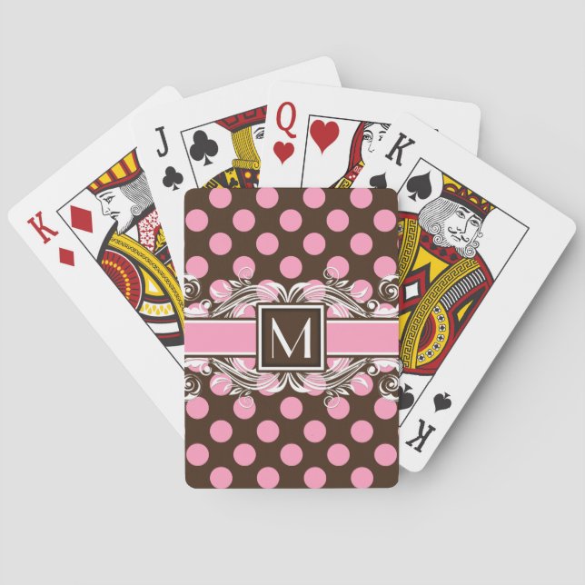 Elegant Monogrammed Geometric Dot Pattern Playing Cards (Back)