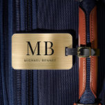 Elegant Monogrammed Gold Brushed Metallic Luggage Tag<br><div class="desc">Elegant Monogrammed Gold Brushed Metallic Luggage Tag</div>