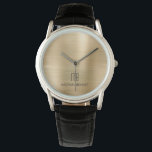 Elegant Monogrammed Gold Brushed Metallic Watch<br><div class="desc">Personalised Elegant Monogrammed Gold Brushed Metallic Watch.</div>