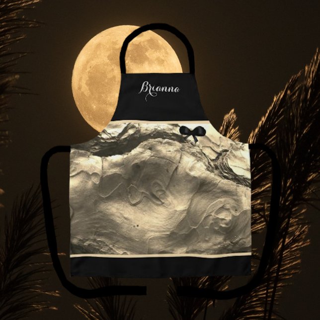 Elegant Monogrammed Gold Grey Marbled Apron  (Creator Uploaded)