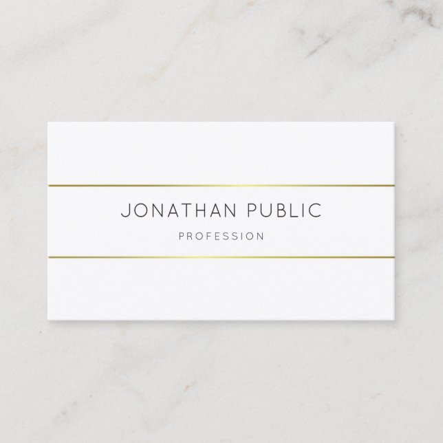 Elegant Monogrammed Gold White Modern Template Business Card (Front)