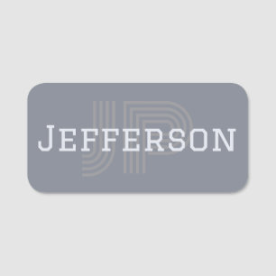 Elegant Monogrammed Grey: Your Unique Personality Name Tag