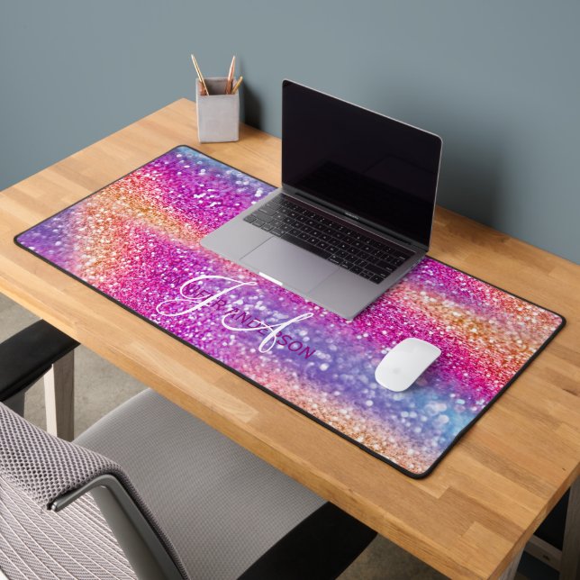 Elegant Monogrammed initial Colourful Glit Desk Ma Mat (Office 2)