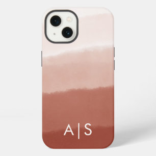 Elegant Monogrammed Initials Copper Rust Ombre iPhone 13 Case