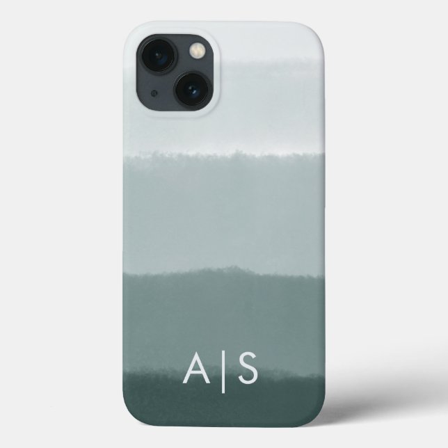 Elegant Monogrammed Initials Limed Spruce Ombre Case-Mate iPhone Case (Back)