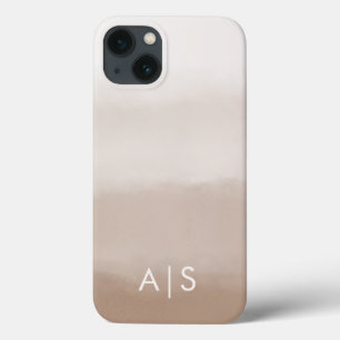 Elegant Monogrammed Initials Mushroom Brown Ombre iPhone 13 Case