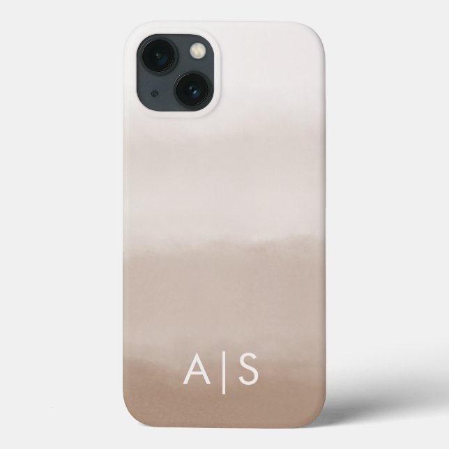 Elegant Monogrammed Initials Mushroom Brown Ombre Case-Mate iPhone Case (Back)
