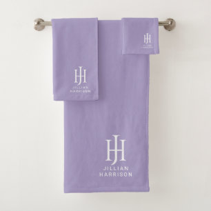 Elegant Monogrammed Lavender Bath Towel Set