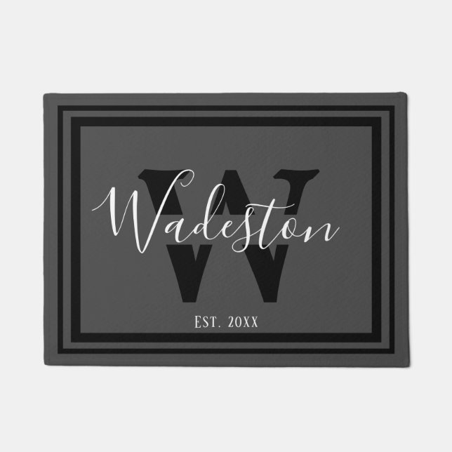 Elegant Monogrammed Letter and Name Doormat (Front)