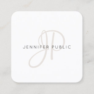 Elegant Monogrammed Modern Design Chic Template Square Business Card