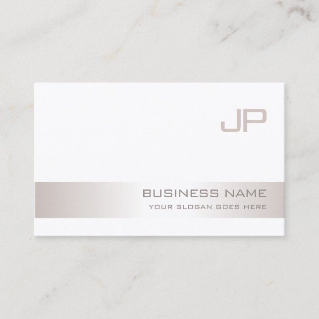 Elegant Monogrammed Modern Plain Trendy Luxury Business Card (Front)