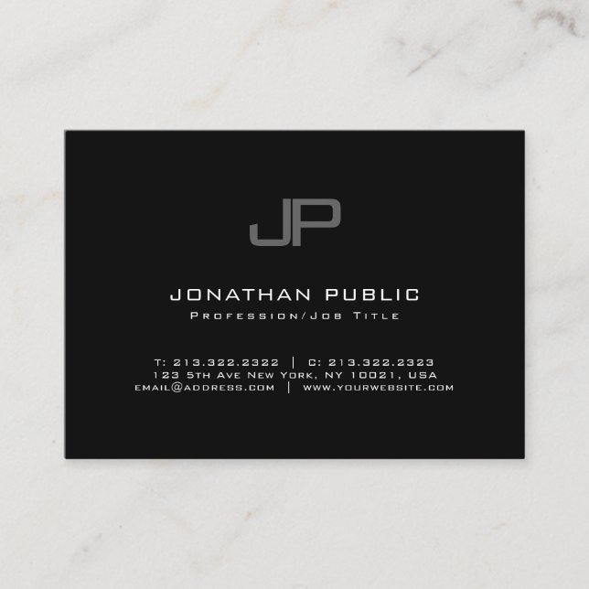 Elegant Monogrammed Modern Trendy Minimalist Plain Business Card (Front)