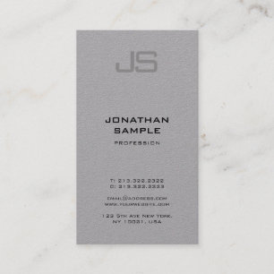 Elegant Monogrammed Modern Vertical Grey Plain Business Card