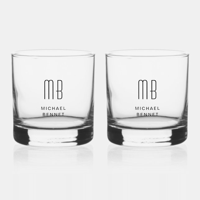 Elegant Monogrammed Name Whiskey Glass (Front)