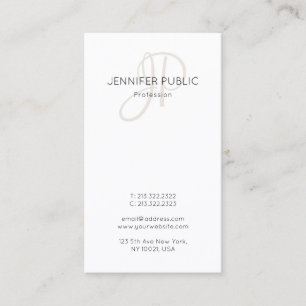 Elegant Monogrammed Personalised Modern Design Business Card