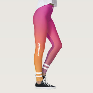 Elegant monogrammed pink purple yellow workout leggings