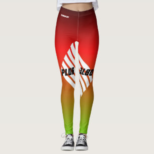 Elegant monogrammed red green gradeint sporty leggings