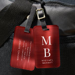 Elegant Monogrammed Red Luggage Tag<br><div class="desc">Elegant Monogrammed Red Luggage Tag.</div>