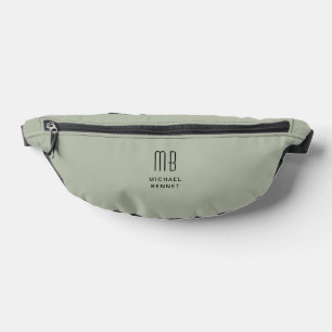 Elegant Monogrammed Sage Green Bum Bags