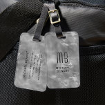 Elegant Monogrammed Silver Grey Liquid Ink Texture Luggage Tag<br><div class="desc">Personalised Elegant Monogrammed Silver Grey Liquid Ink Texture Luggage Tag.</div>