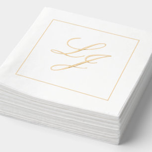 Elegant Monogrammed Simple Script Wedding Gold Foil Napkins