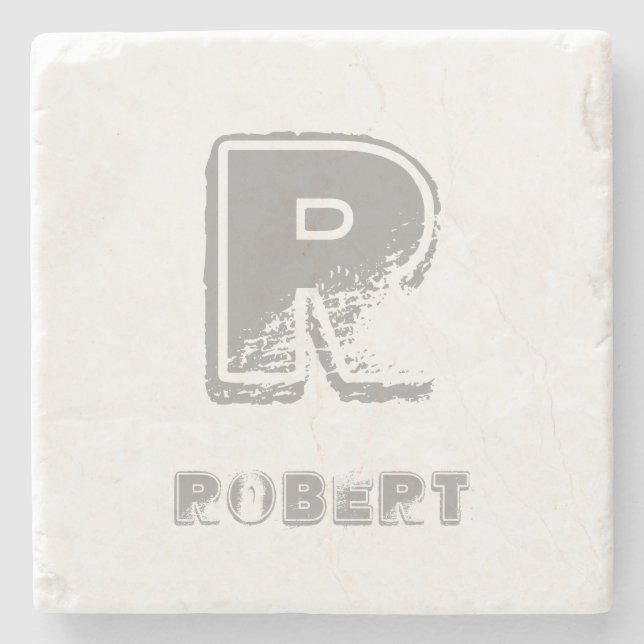 Elegant Monogrammed Template Stylish Design Rustic Stone Coaster (Front)