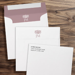 Elegant Monogrammed Vintage Floral Pink Envelope