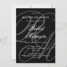 Elegant Monogrammed w/ QR code Bacherlor Party