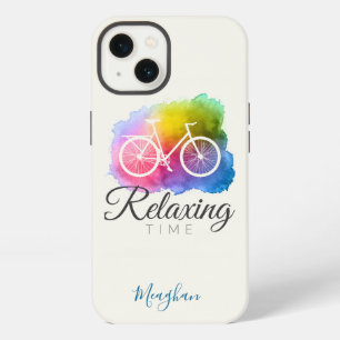 Elegant Monogrammed Watercolor Bicycle iPhone 13 Case