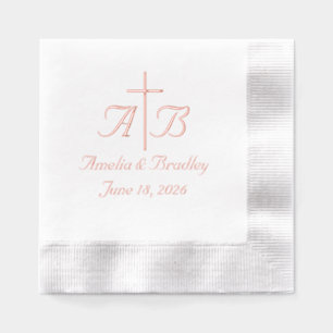 Elegant Monogrammed Wedding Cross Foil Napkins