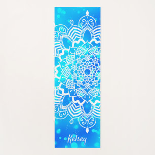 Elegant Monogrammed White & Blue Mandala Pattern Y Yoga Mat
