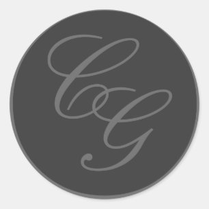 Elegant Monograms Grey Wedding Sticker