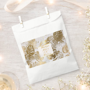 Elegant Monstera Gilded Gold Wedding Favour Bag