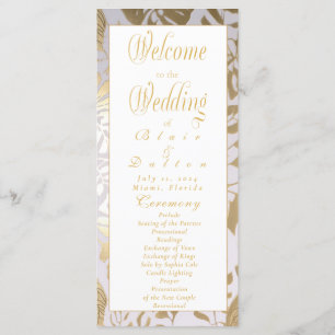 Elegant Monstera Gilded Gold Wedding Program