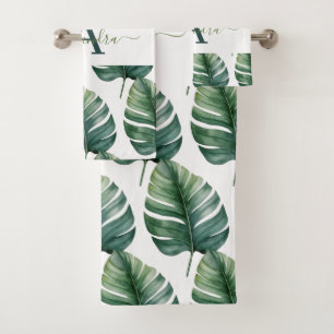 Elegant Monstera Greenery Botanical Towel Set