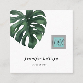 Elegant Monstera Logo  Square Business Card