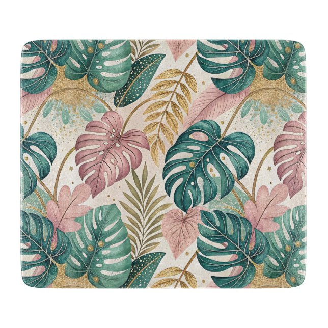 Elegant Monsteras Gold Cutting Board (Front)