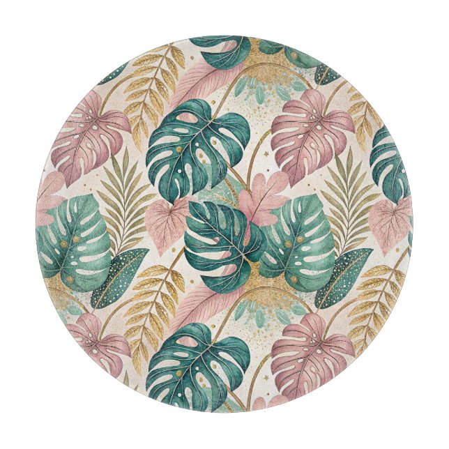 Elegant Monsteras Gold Cutting Board (Front)
