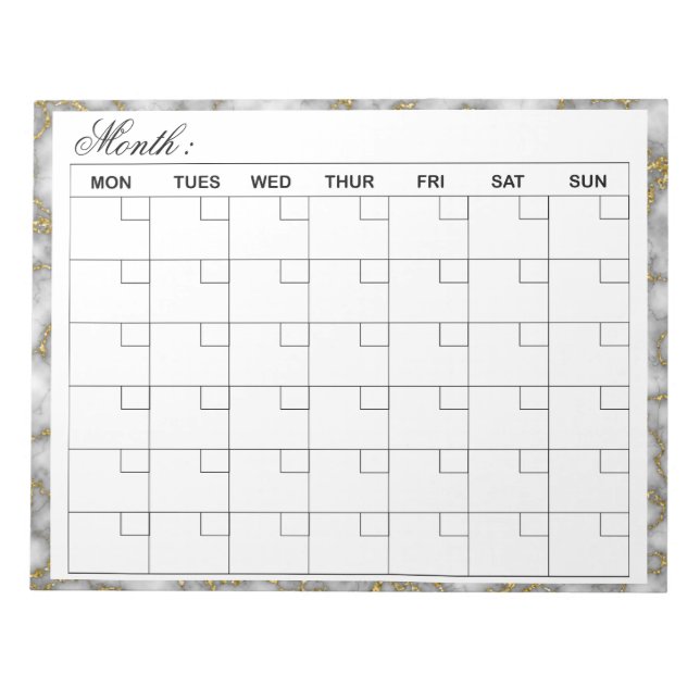  Elegant Monthly Calendar Planner  Notepad (Front)