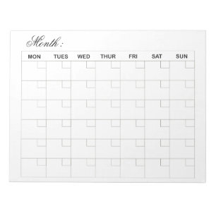 Elegant Monthly Calendar Planner  Notepad