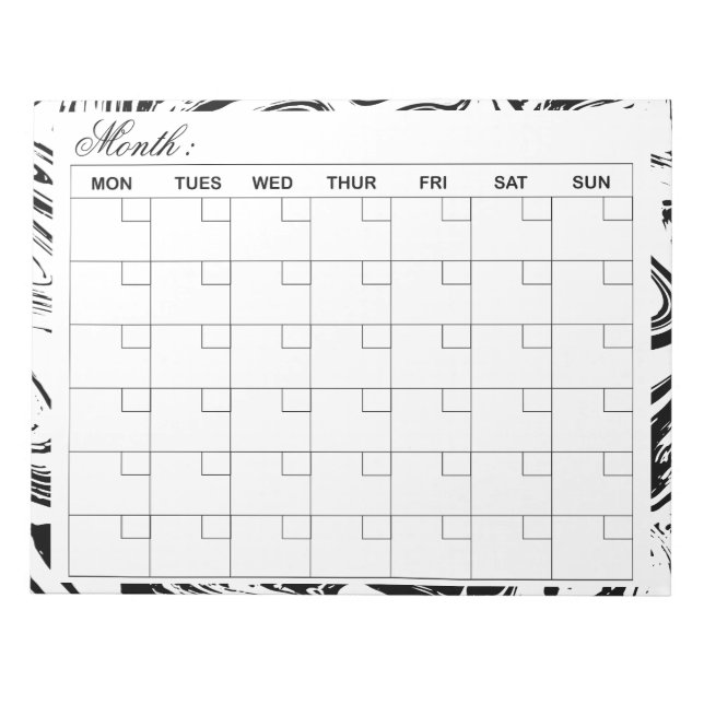  Elegant Monthly Calendar Planner  Notepad (Front)