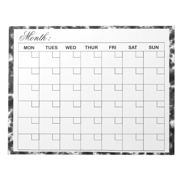  Elegant Monthly Calendar Planner  Notepad (Front)